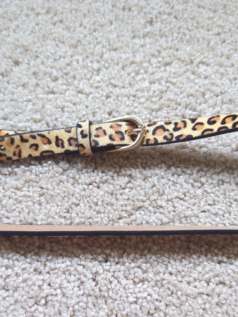 NEVER USED. Ann Taylor Factory Leopard Print Slim Belt with Gold Buckle